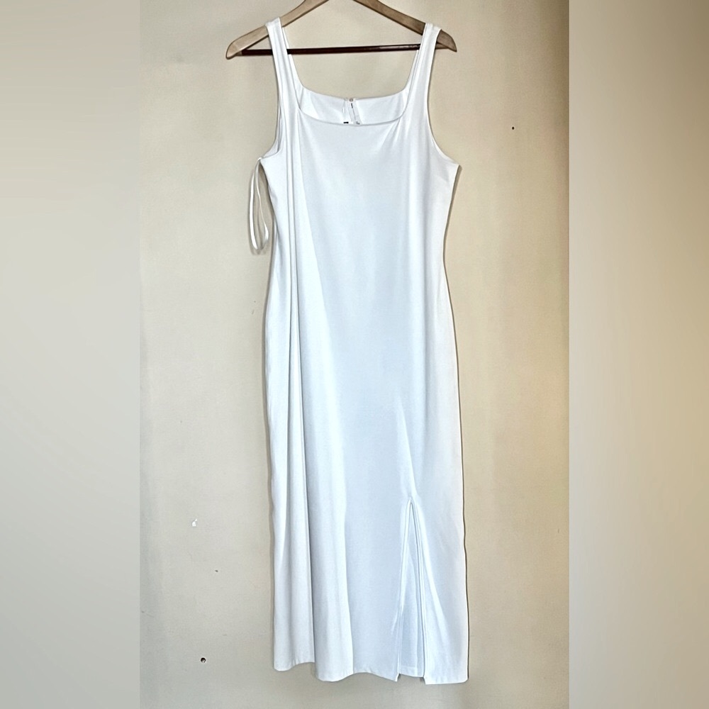 ANTHROPOLOGIE Daily Practices Slim Stretch Ivory Color Midi Dress - Picture 4 of 12